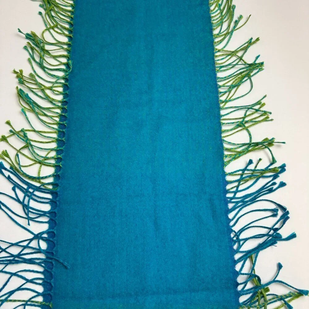 Victoire Mathieu Paris Turquoise Scarf Fringe Unisex Made in France